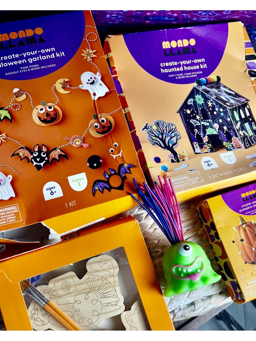 Mondo Llama Create-Your-Own Halloween Craft Kits - Garland, Haunted House, and 3